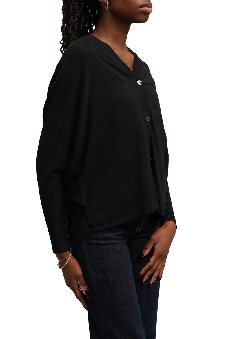V-Neck High-Low Cardigan, Alternate, color, BLACK