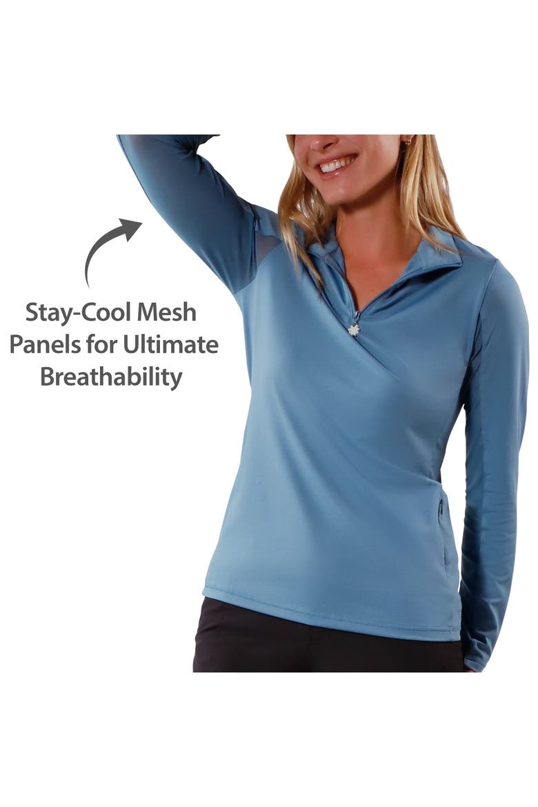 Quarter Zip Vented Sun Shirt, Alternate, color, Baltic