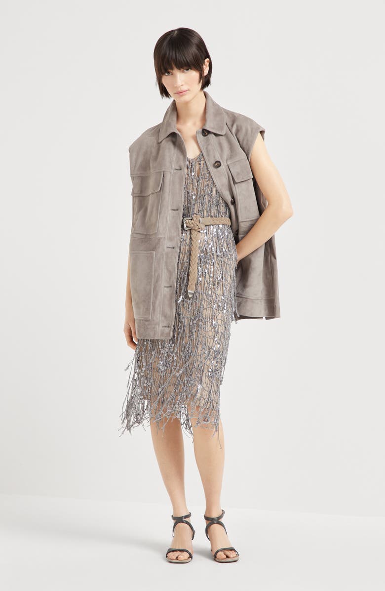 Brunello Cucinelli Glistening Embroidery dress, Alternate, color,