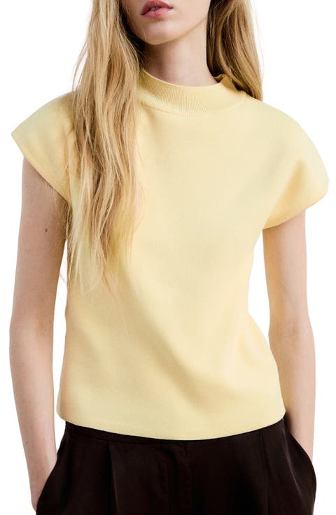 Short Sleeve Mock Neck Sweater