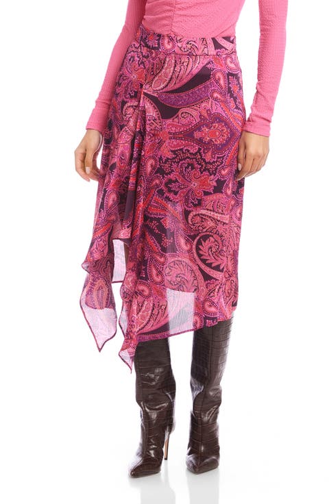 Ceylon Paisley Crinkle Satin Skirt