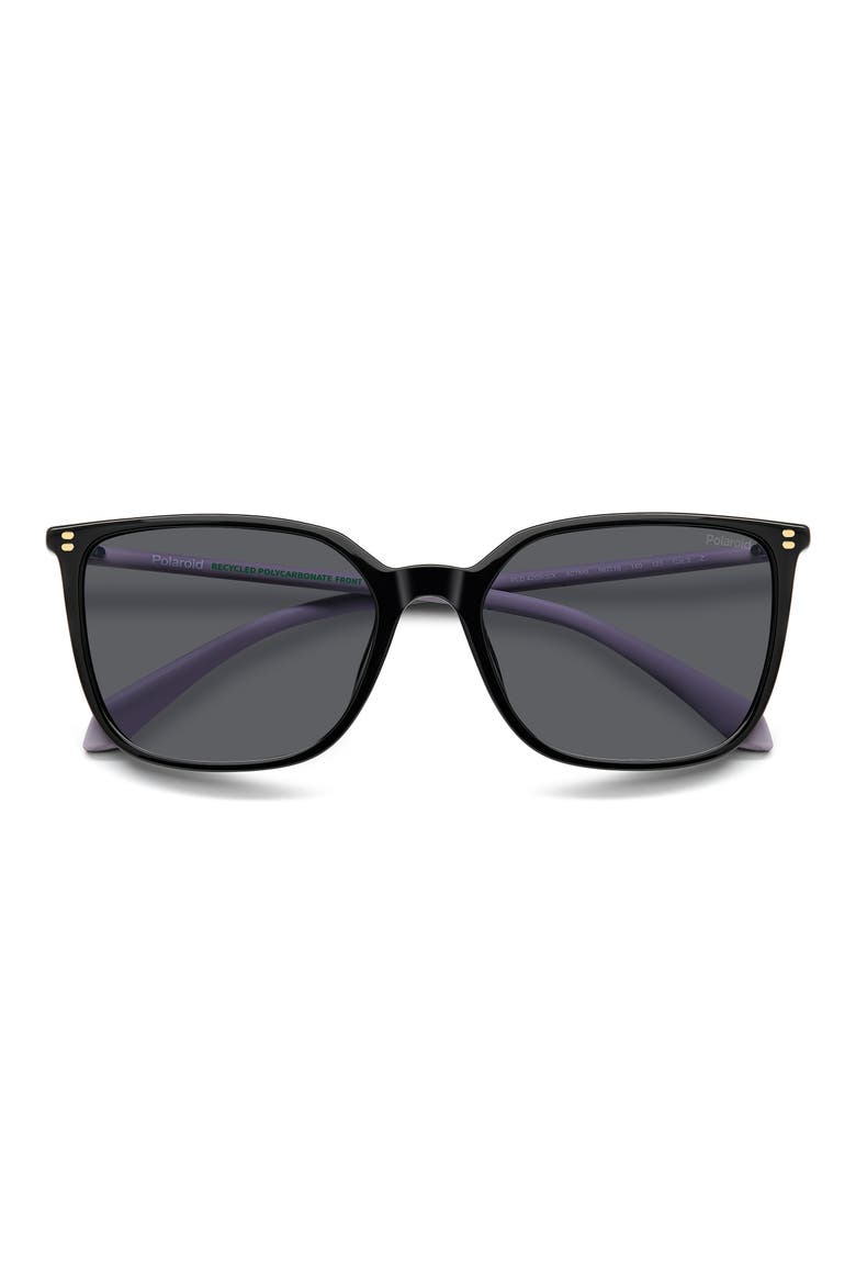 56mm Polarized Square Sunglasses, Alternate, color, BLACK/ GREY PZ