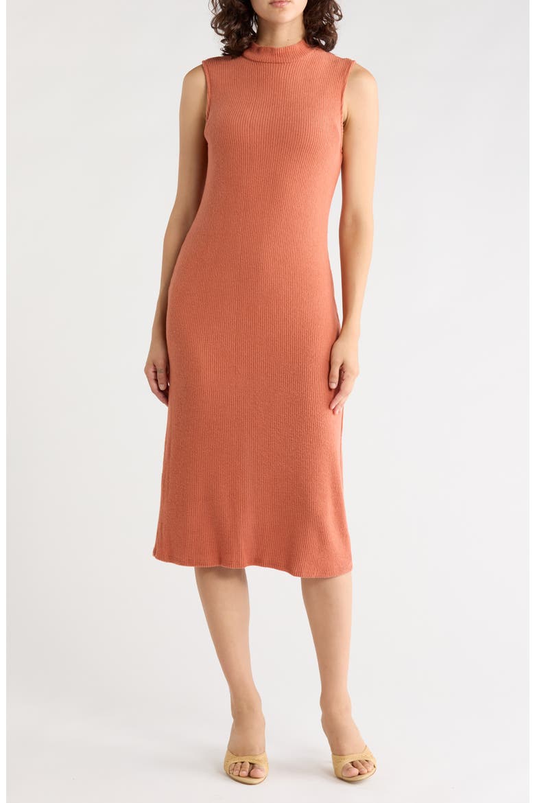 Rib Sleeveless Midi Dress, Main, color, ORANGE