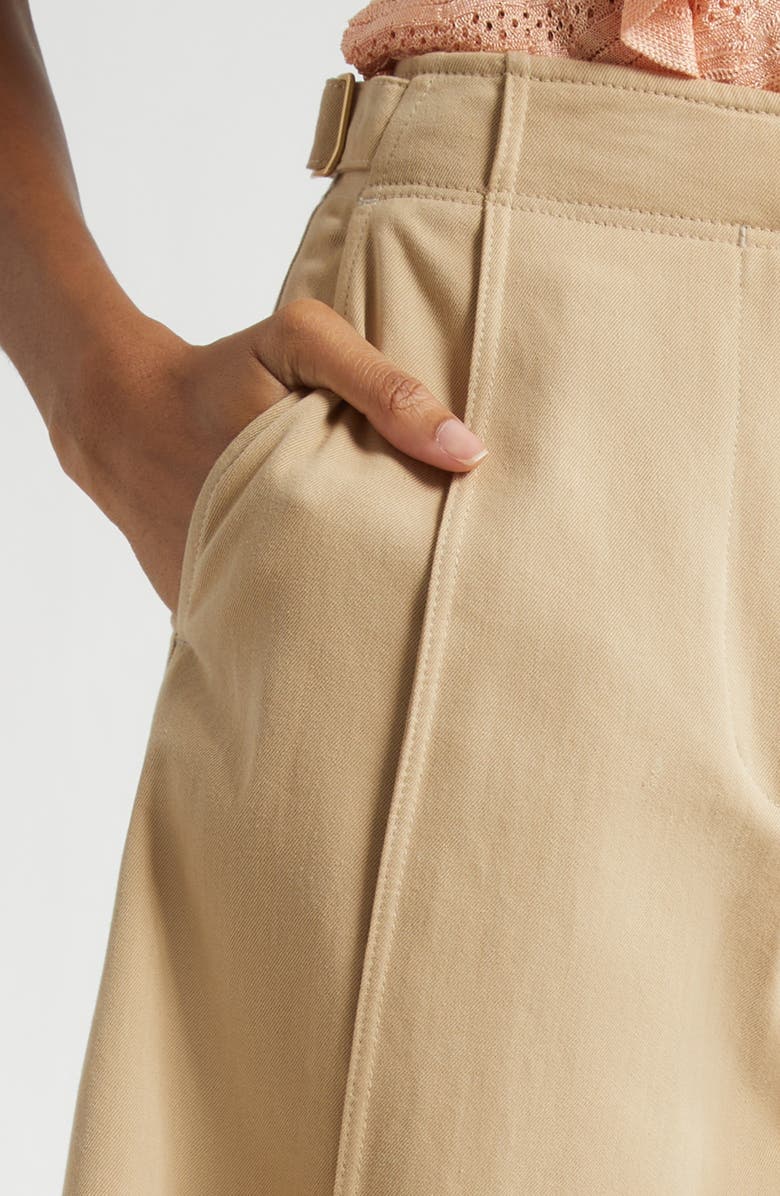 Ulla Johnson Sascha Crop Twill Wide Leg Pants, Alternate, color, Sahara