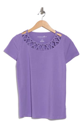 Caribbean Joe Lattice Trim T-shirt