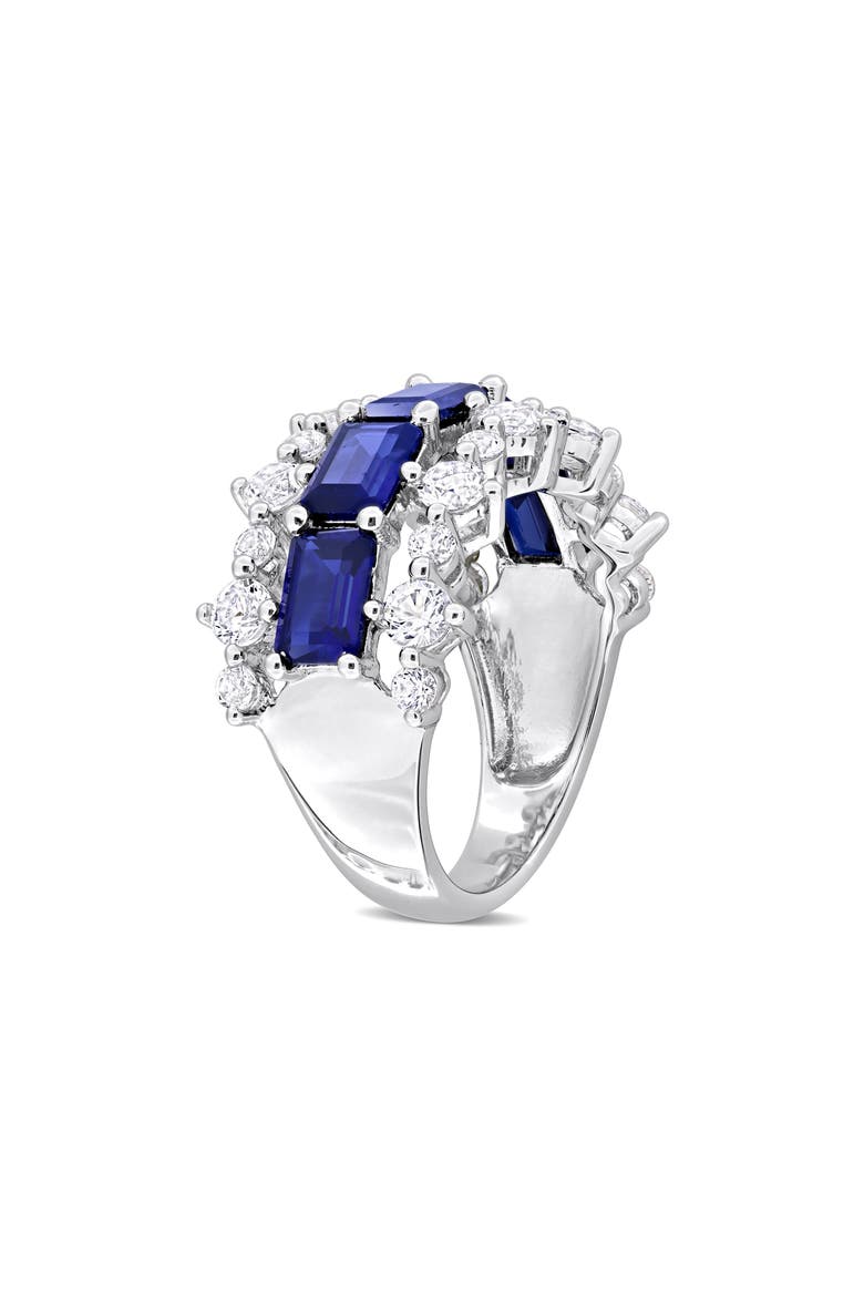 Sterling Silver Lab Created Blue Sapphire & Lab Created White Sapphire Ring, Alternate, color, BLUE