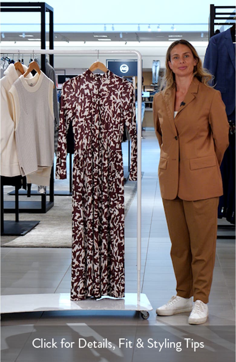 Printed Mock Neck Long Sleeve Maxi Dress, sales video thumbnail