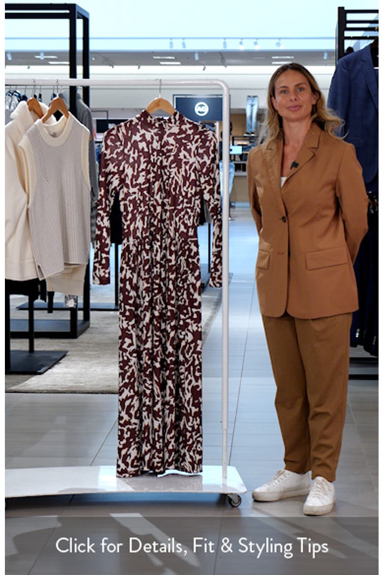Printed Mock Neck Long Sleeve Maxi Dress video