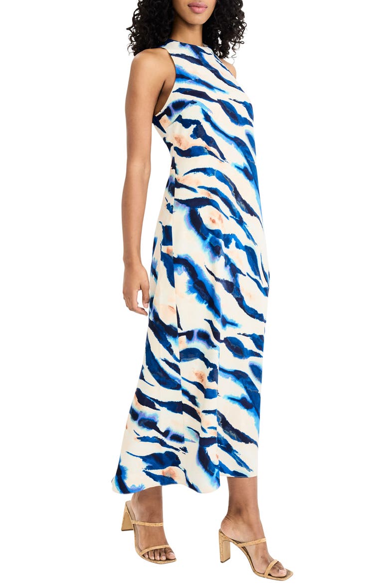 Sleeveless Shift Midi Dress, Alternate, color, CREAM/ BLUE