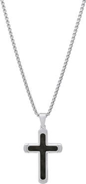 HMY JEWELRY Men's Two-Tone Stainless Steel Cross Pendant Necklace