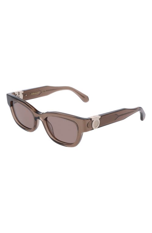 Ferragamo Gancino Rectangle Acetate Sunglasses In Transparent Brown