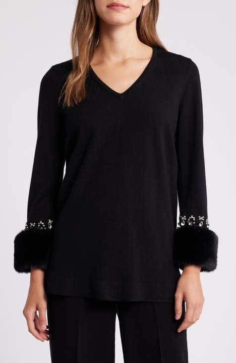 Black V neck Two-Pocket Tunic Sweater NWT outlet medium