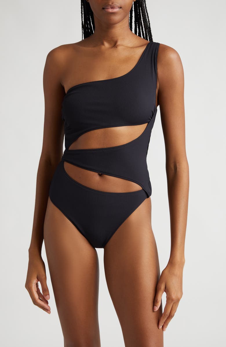 K.NGSLEY Naomi Slashed One-Piece Swimsuit, Main, color, 