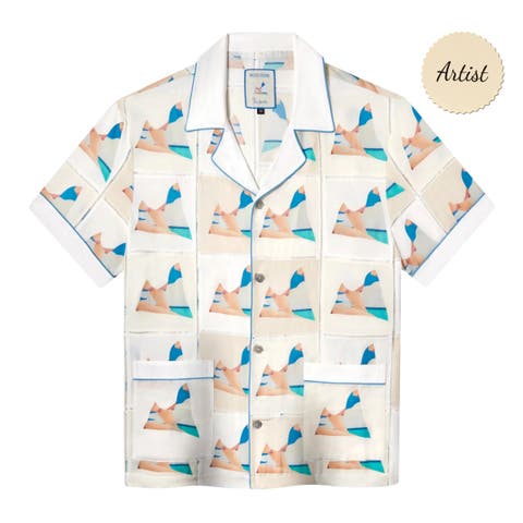 'Tom Wesselmann - Seascape Drop-Out' Patchwork (Silk & Cotton Twill)