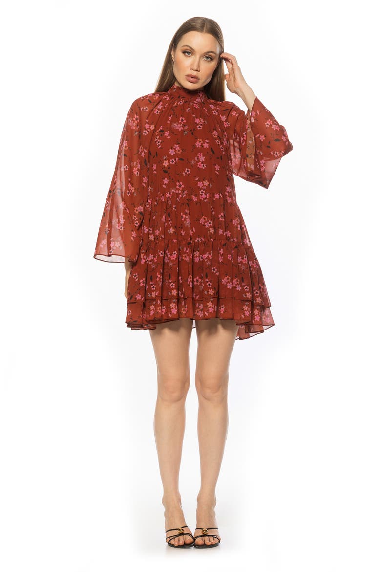Pamela Long Sleeve Shift Dress, Alternate, color, BROWN FLORAL