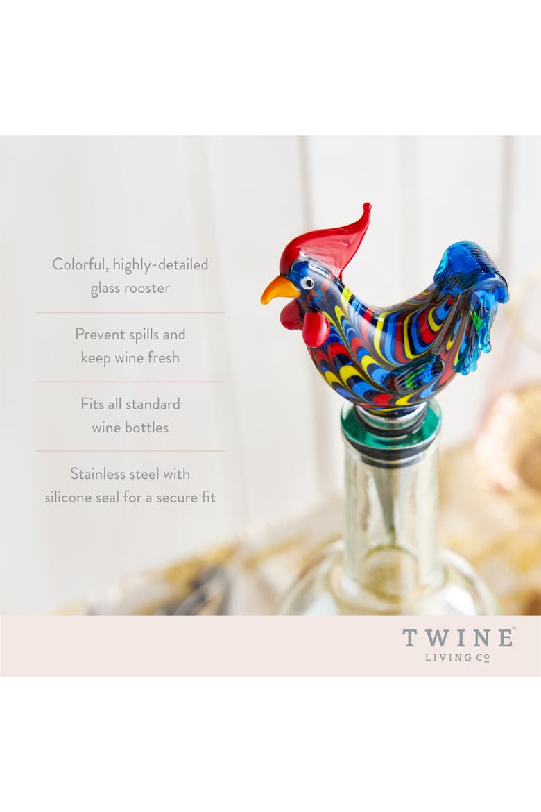 Rooster Glass Bottle Stopper, Alternate, color, Multicolor