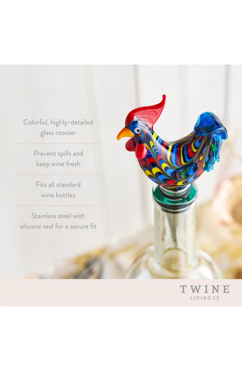TWINE Rooster Glass Bottle Stopper, Alternate, color, Multicolor