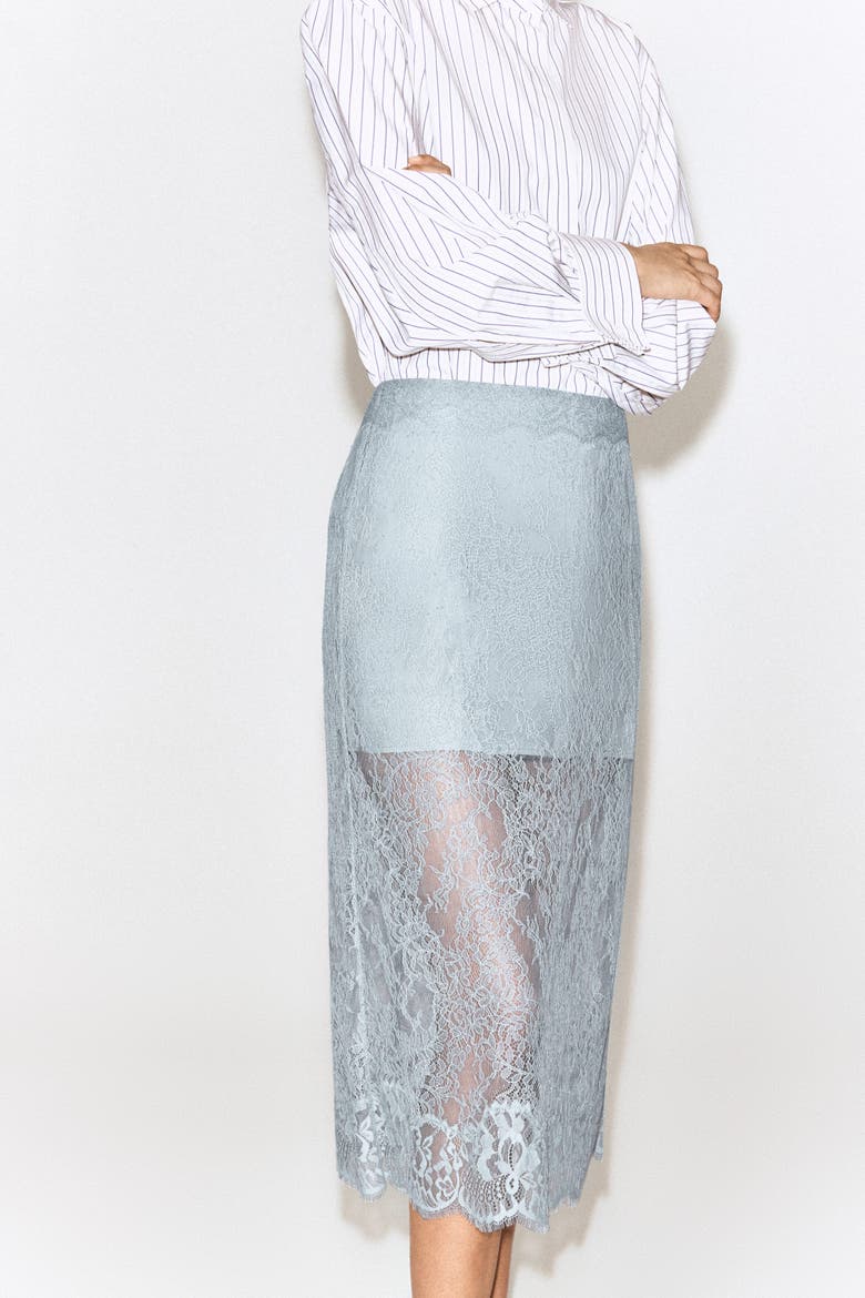 Lace Midi Skirt, Alternate, color, LIGHT BLUE