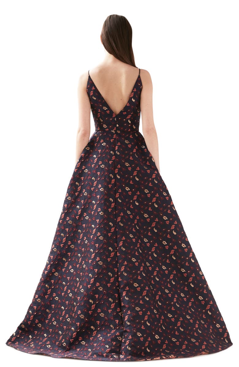 ML Monique Lhuillier Floral Jacquard Ballgown, Alternate, color, 
