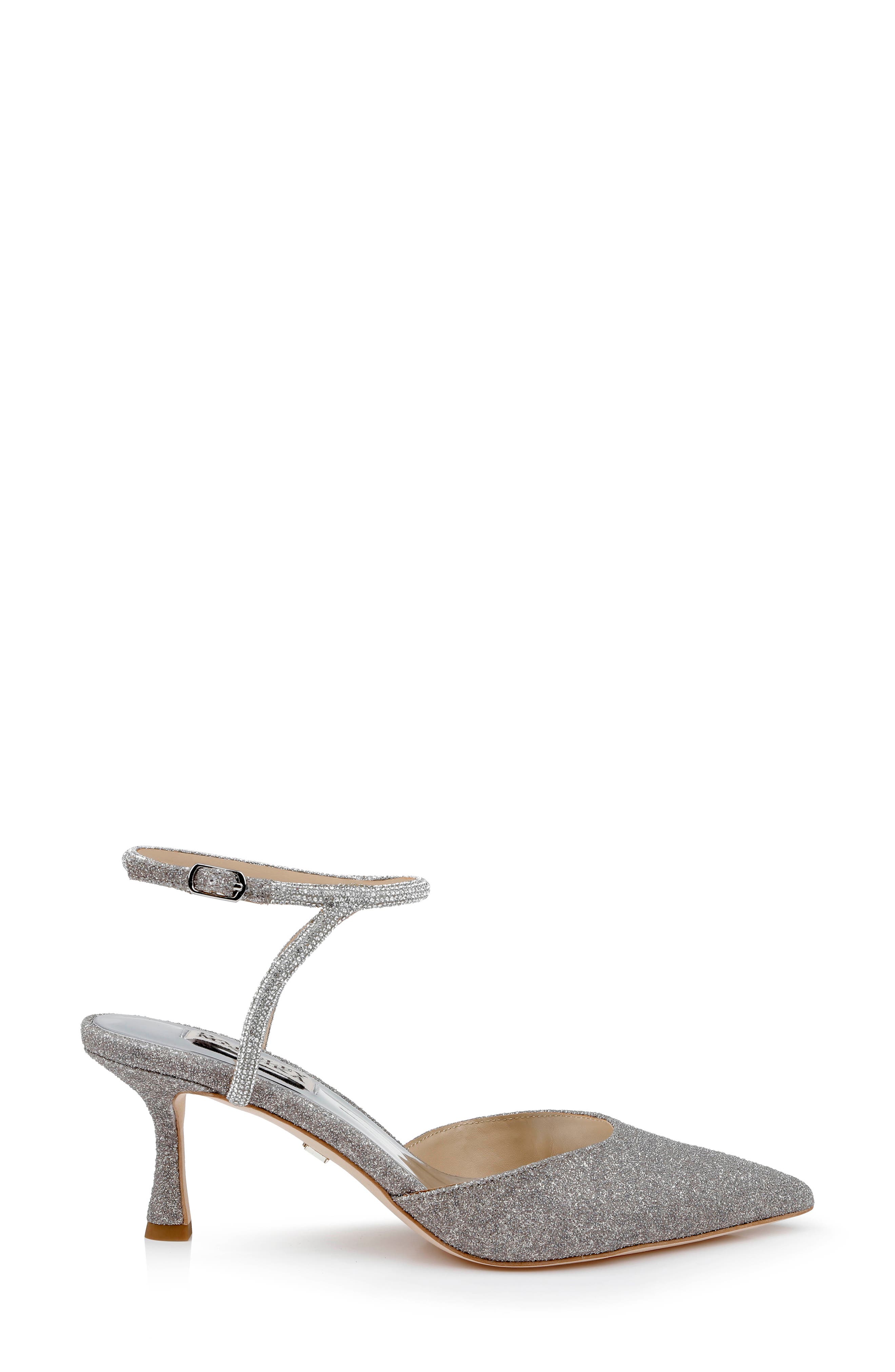 BADGLEY MISCHKA Autumn Pointed Toe Ankle Strap Pump, Alternate, color, Silver Antique