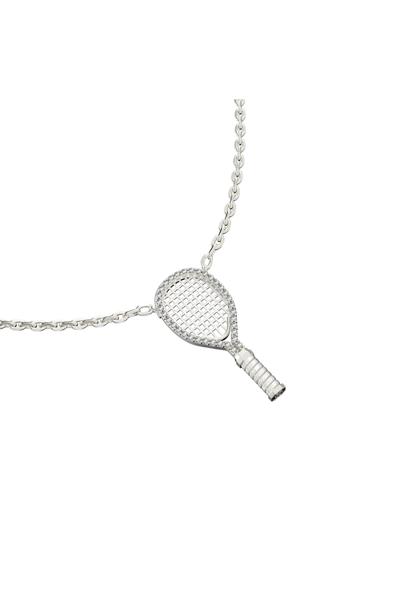 The Tennis Necklace, White Diamond Halo, Alternate, color, Silver / White Diamond