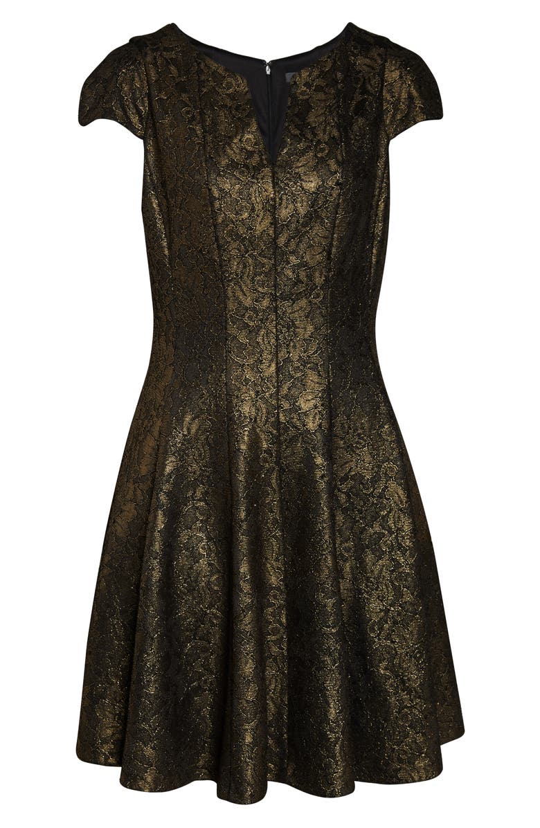 Julia Jordan Bonded Lace Fit & Flare Dress, Alternate, color, Gold/ Black