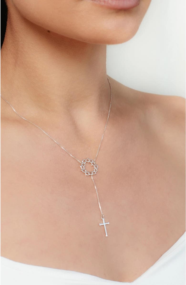 Rizen Jewelry Crown Of Thorns Y Necklace, Alternate, color, Sterling Silver