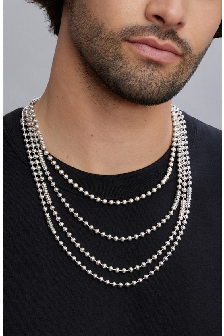 Men's Anthem Ball Chain Necklace, Alternate, color, SILVER