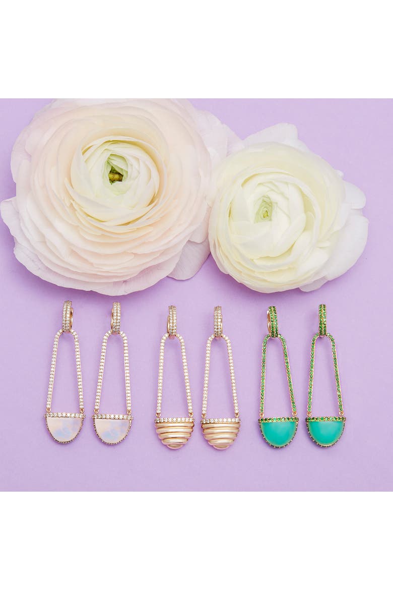 Found Cap Chandelier Earring with Stone, Alternate, color, Chrysoprase & Tsavorite-Gold