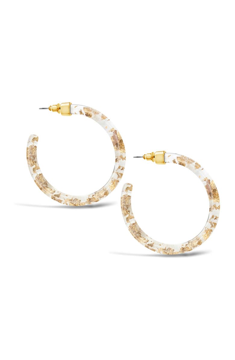 Sterling Forever Golden Shimmer Resin 50mm Hoop Earrings, Main, color, 