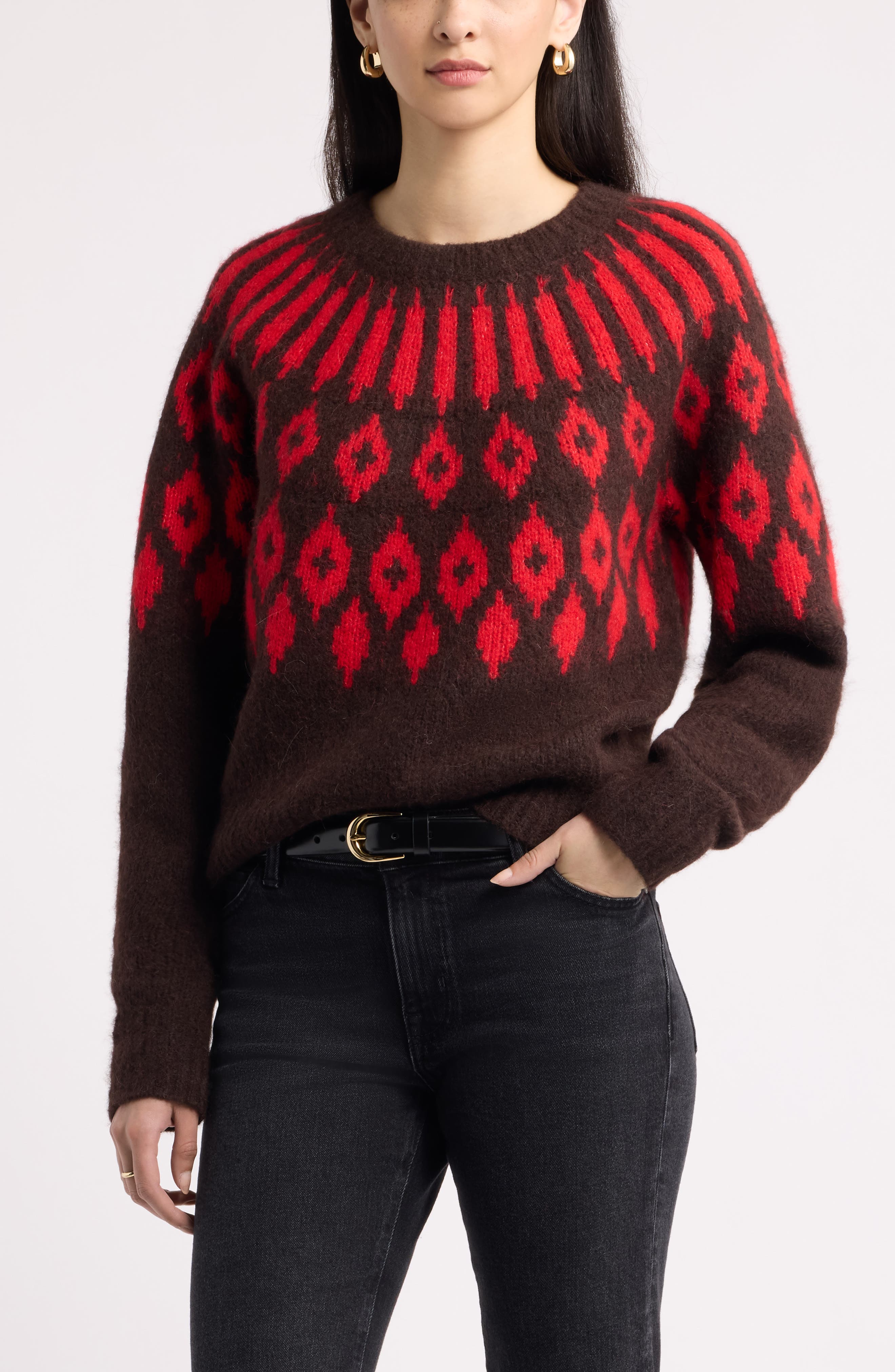 selected BROWN M- RED DIAMOND FAIRISLE