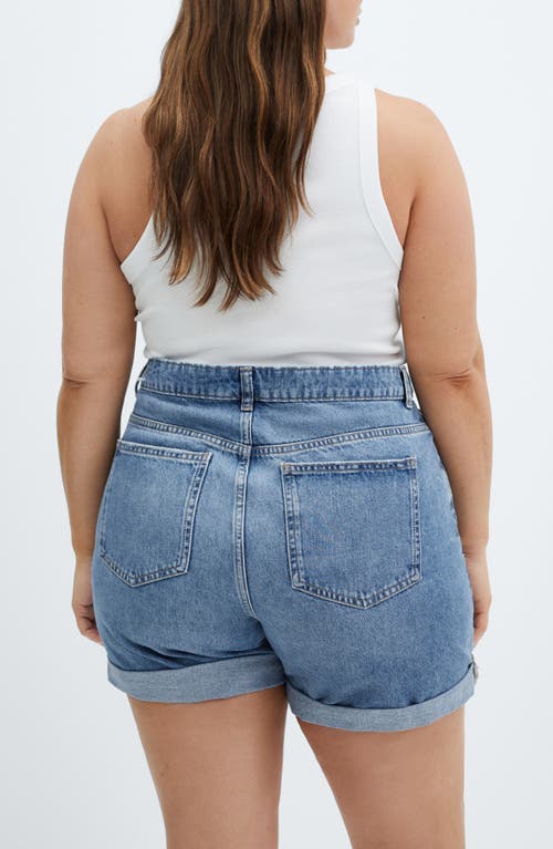 Mango High Waist Mom Fit Denim Shorts In Blue
