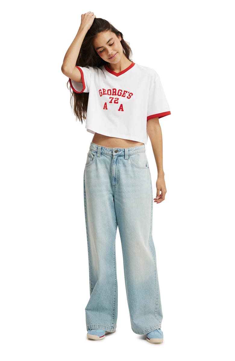 Cotton On V Neck Boxy Crop Graphic Tee, Main, color,