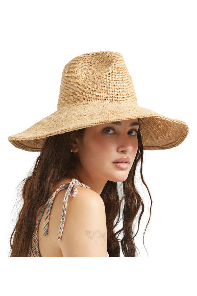Helena Packable Straw Sun Hat, Alternate, color, TAN