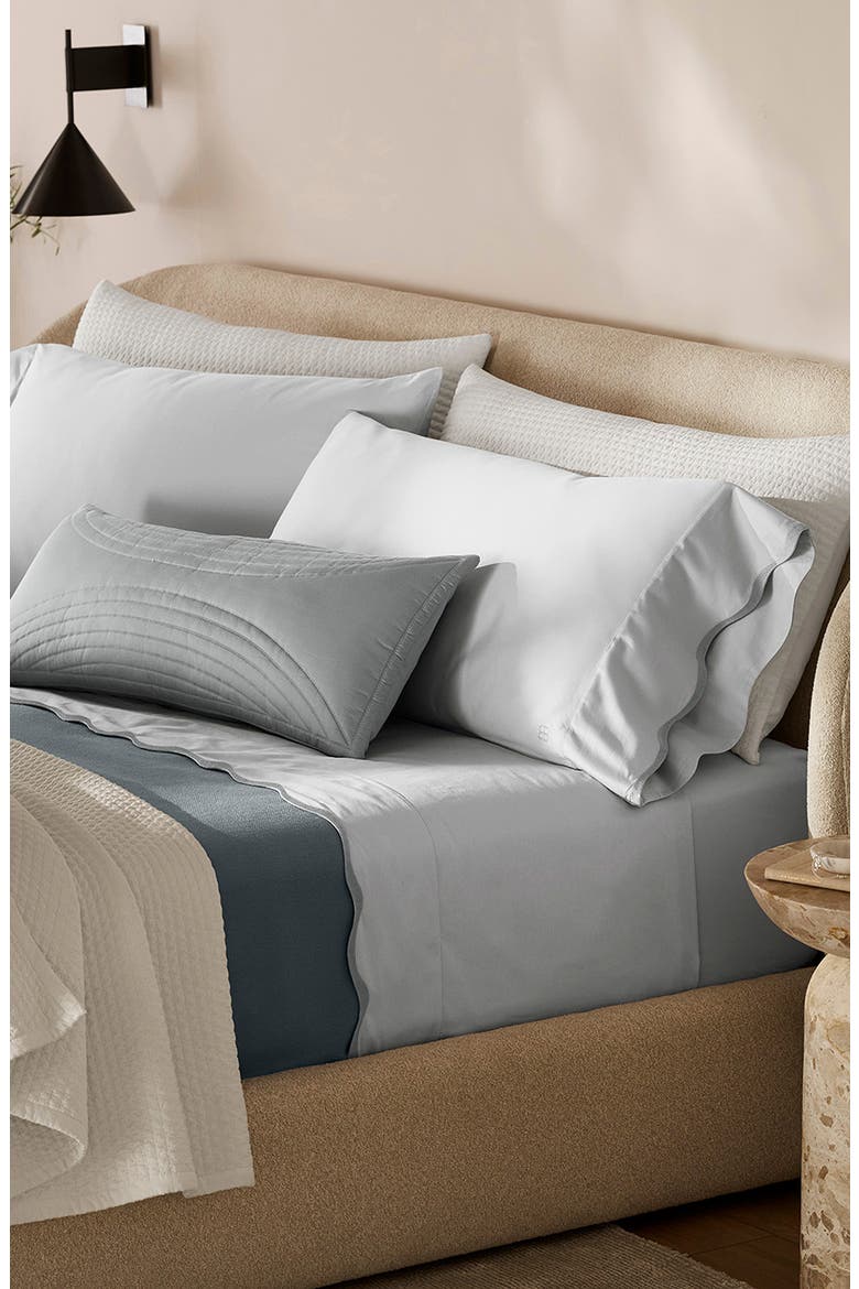 Signature Curved Edge Organic Cotton Sheet Set, Alternate, color, SKY/ SHORE