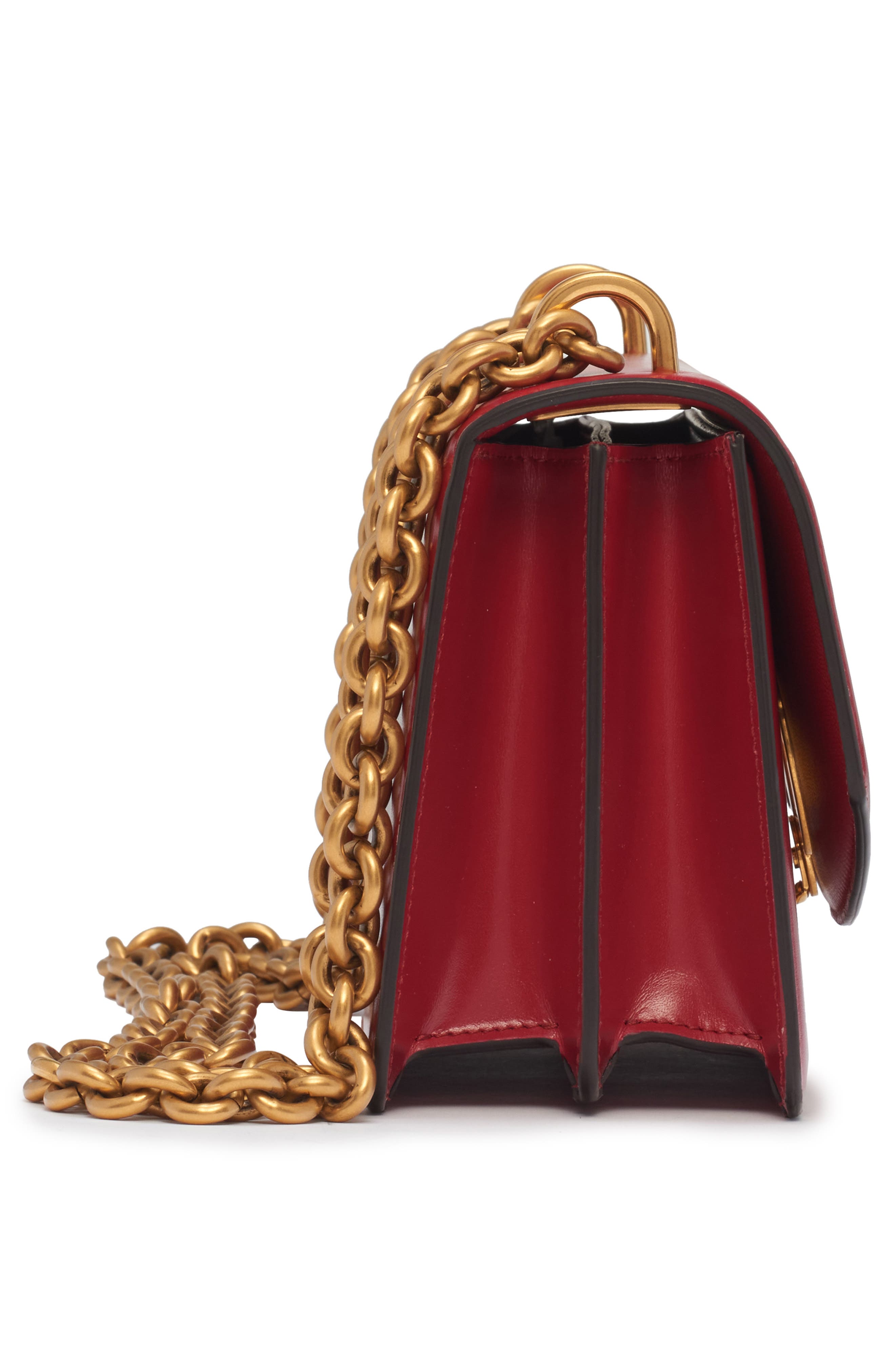 Small DeVain VLOGO Leather Shoulder Bag, Alternate, color, DARK BRANDY