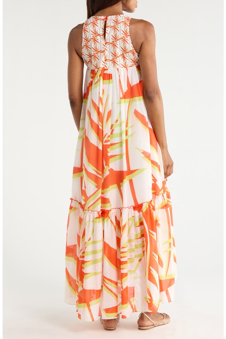 Melisse Cotton & Silk Maxi Dress, Alternate, color, PALM GEO ORANGE GIANT