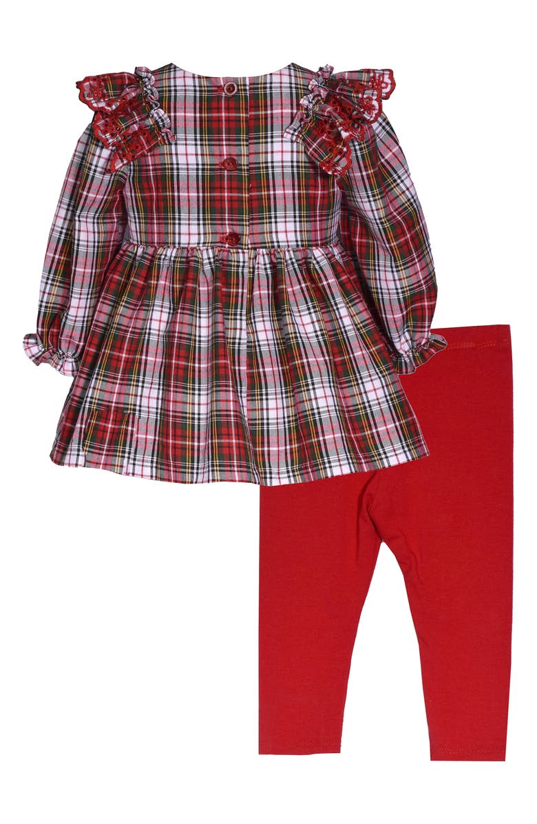 Bonnie Jean Kids' Plaid Embroidered Tunic & Leggings Set, Alternate, color, Red