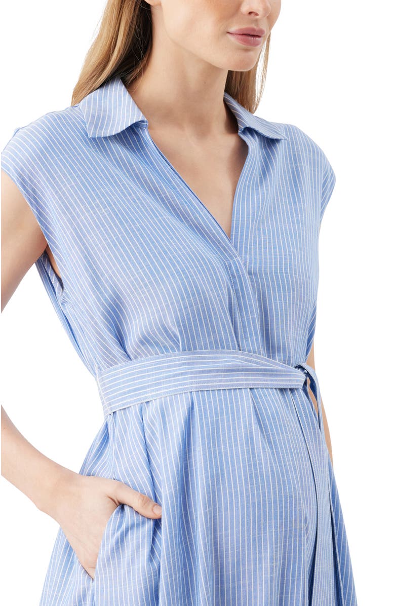 Ripe Maternity Abby Stripe Shirt Dress, Alternate, color, Blue / White