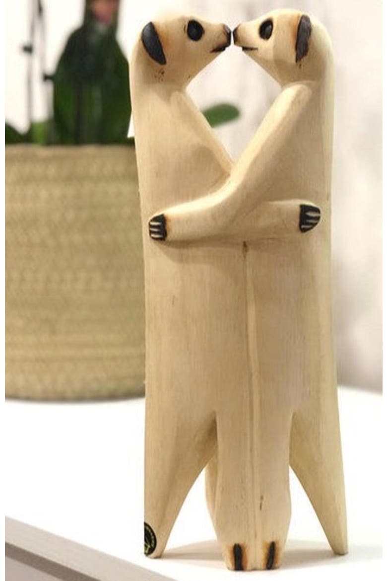 Hand Carved Standing Meerkat - Lovers Pair, Alternate, color, Natural