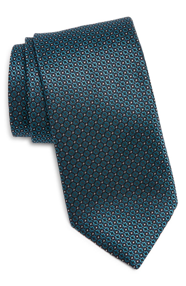 Canali Geometric Silk Tie, Main, color, Dark Green
