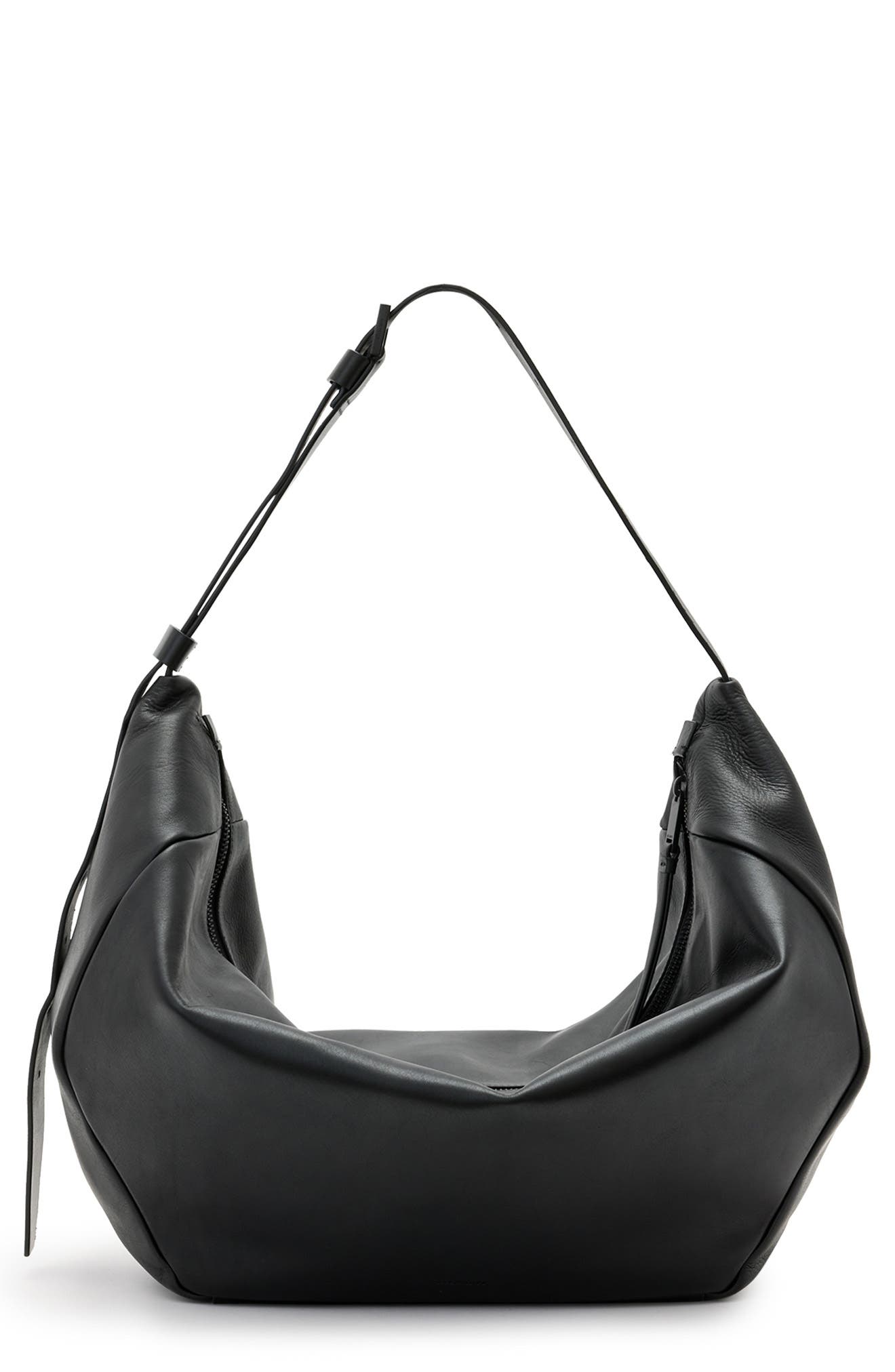 AllSaints Madea Oversize Leather Shoulder Bag, Main, color, 