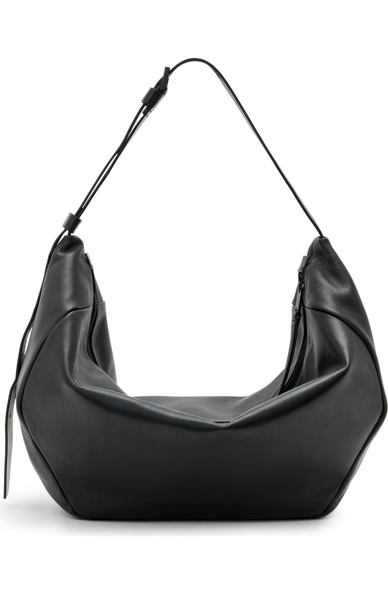 AllSaints Madea Oversize Leather Shoulder Bag, Main, color,
