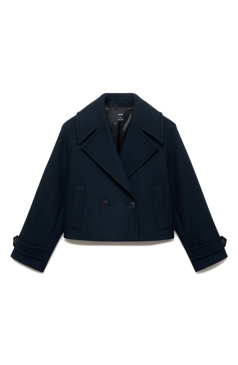 MANGO Wool Blend Crop Jacket, Alternate, color, Dark Navy