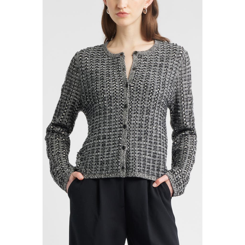 Nordstrom Textured Wool & Cashmere Cardigan In Gray