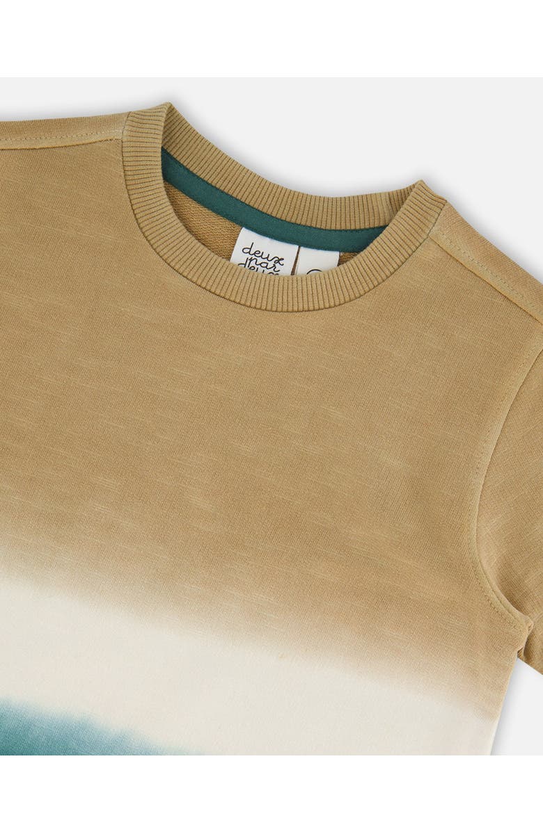 Deux par Deux Baby Boy's Short Sleeve Tee Gradient Beige And Teal, Alternate, color, 