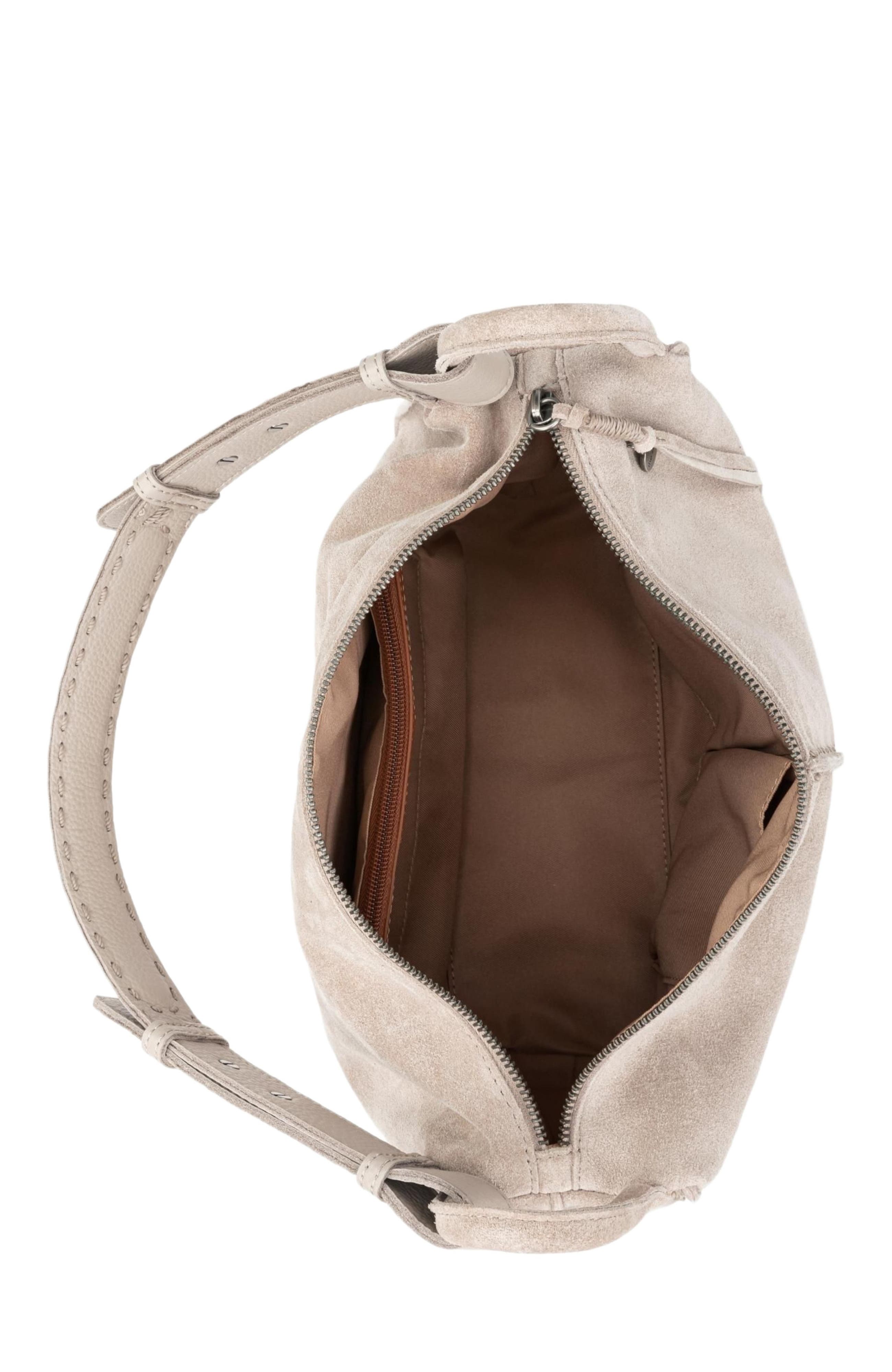 Los Feliz Hobo Leather Bag, Alternate, color, Sand Suede