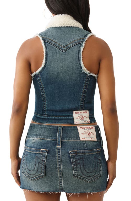True Religion Racerback Denim Vest In Blue
