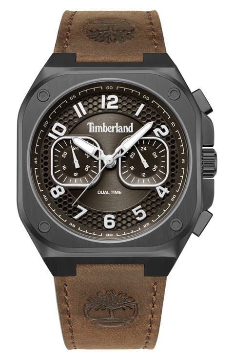 Mackinac Multifunction Chronograph Leather Strap Watch, 44mm x 25mm