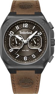 Timberland Mackinac Multifunction Chronograph Leather Strap Watch, 44mm x 25mm